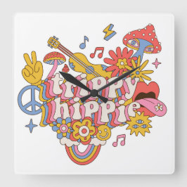 Relógio Quadrado Trippy Hippy