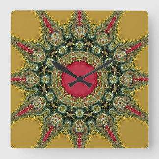 Relógio Quadrado Trippy Time Fractal Lace Groovy Mandala