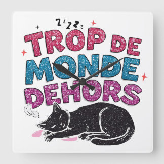 Relógio Quadrado Trop de Monde Dehors - Black Cat