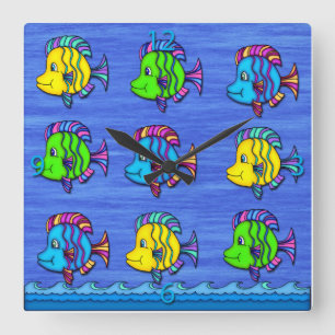 Relógio Quadrado Tropical Fish 1 Square Wall Clock