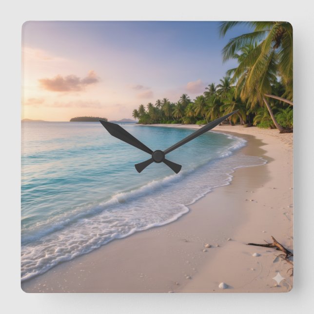 Relógio Quadrado Tropical Paradise (Frente)