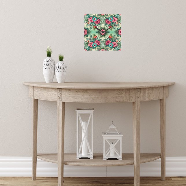 Relógio Quadrado Trópicos brilhantes (Criador carregado)