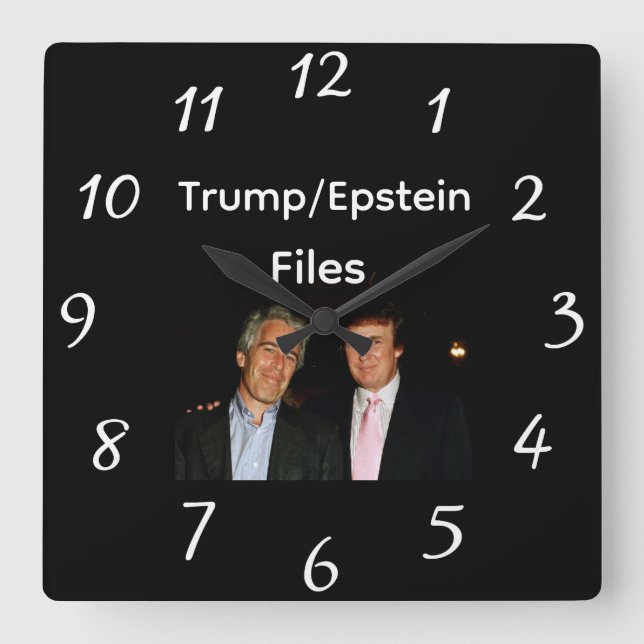 Relógio Quadrado Trump/Epstein Files Wall Clock (Frente)