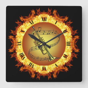 Relógio Quadrado Trumpet ~ Fire Creation #3 ~ Out Of The Crucible ~