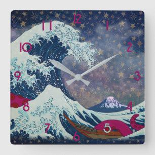 Relógio Quadrado Tsunami do Mar Salino