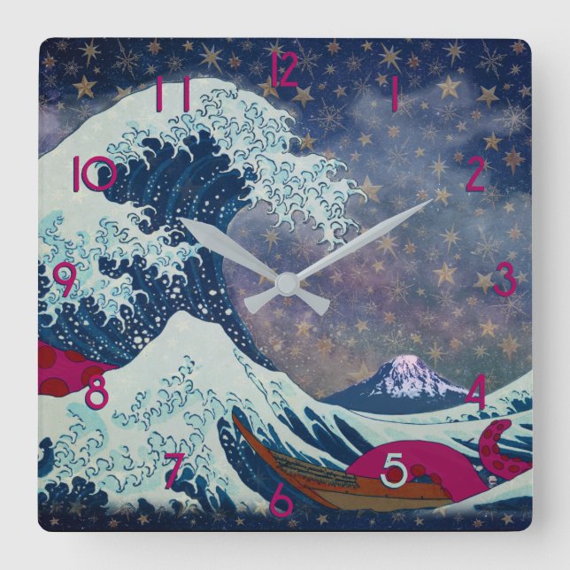 Relógio Quadrado Tsunami do Mar Salino (Frente)