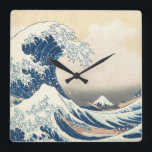 Relógio Quadrado Tsunami japonês Wave Painting<br><div class="desc">Tema: Tsunami.Estilo: Artsy,  japonês. 
Cores:Azul.</div>