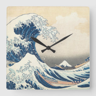 Relógio Quadrado Tsunami japonês Wave Painting