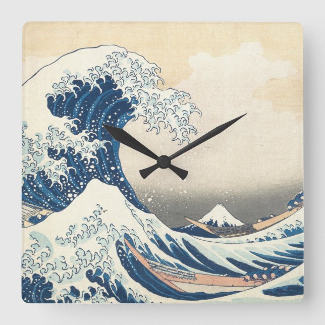 Relógio Quadrado Tsunami japonês Wave Painting (Frente)
