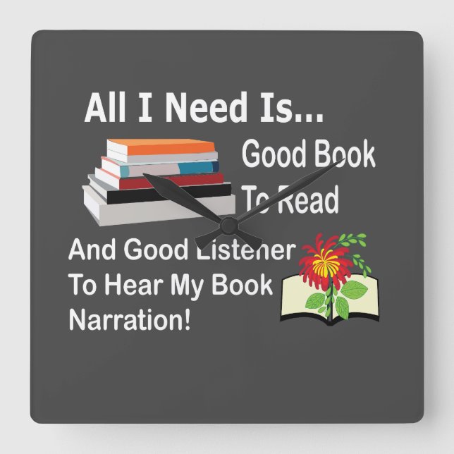 Relógio Quadrado Tudo que preciso é de bom livro e boa leitura de o (Frente)