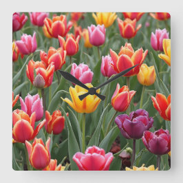 Relógio Quadrado Tulipas Holandesas