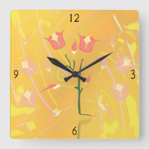 Relógio Quadrado Turkish Poppy Square Wall Clock