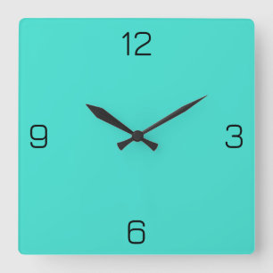 Relógio Quadrado Turquoise Blue Green 40E0D0 - Opção para adicionar
