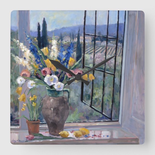 Relógio Quadrado Tuscany Hillside II (Frente)