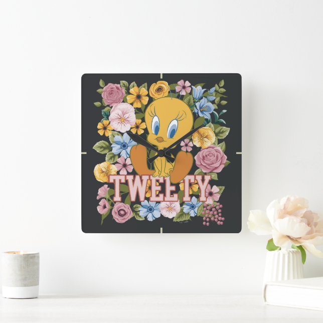 Relógio Quadrado TWEETY™ Floral Embroidery Graphic (Lar)