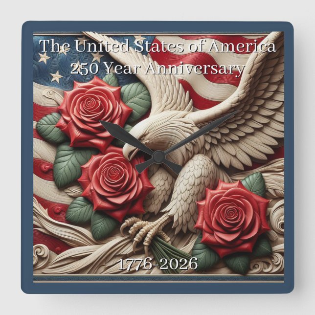 Relógio Quadrado U.S.A. 250th Anniversary Commemorative (Frente)