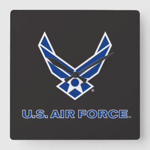 Relógio Quadrado U.S. Logotipo da força aérea - azul