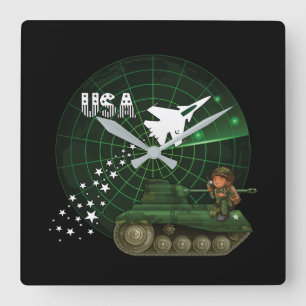 Relógio Quadrado U.S. Pulso de disparo militar do radar da força