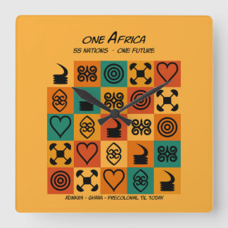 Relógio Quadrado Um África – Adinkra – Gana -