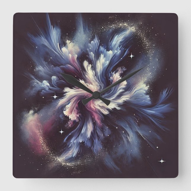 Relógio Quadrado Um design de abstrato-galáxia captando o mistério  (Frente)