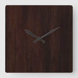 Relógio Quadrado Um fundo de madeira escura