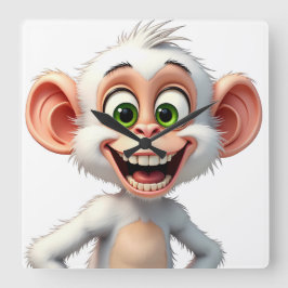 Relógio Quadrado Um macaco branco sorridente