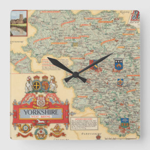Relógio Quadrado Um mapa de Yorkshire: Equitação ocidental