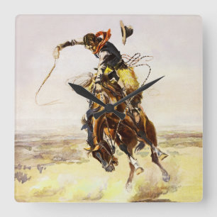 Relógio Quadrado “Um Mau Caráter” por Charles M Russell