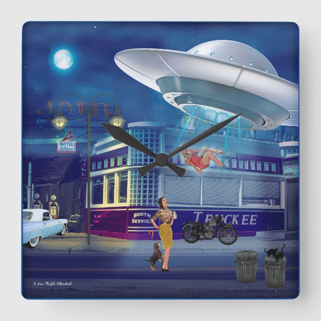 Relógio Quadrado Um Novo Atendedor de Voo (Frente)