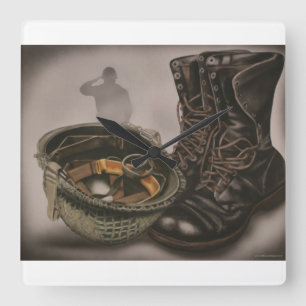 Relógio Quadrado Um pulso de disparo militar temático do soldado