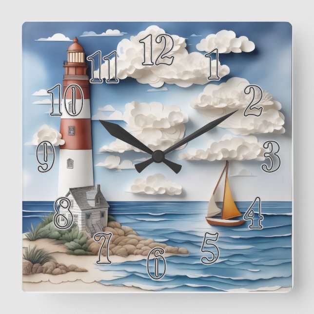 Relógio Quadrado Um Sonho de Papel Costeiro 3 (Frente)