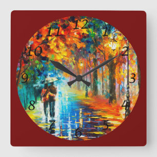 Relógio Quadrado Um Stroll in the Rain Fine Art
