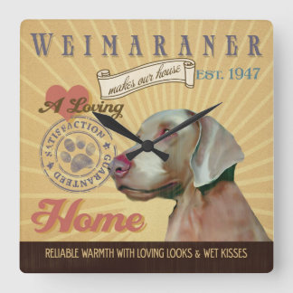 Relógio Quadrado Um Weimaraner Loving faz nossa casa da casa