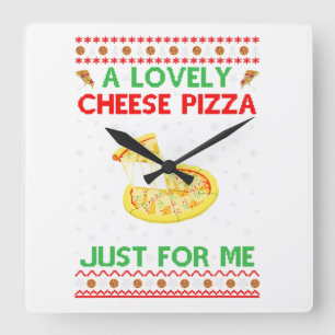 Relógio Quadrado Uma Adorável Camisa De Pizza De Queijo Sozinha Eng