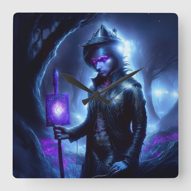 Relógio Quadrado Uma Alma Perdida Desperta A Floresta Noturna (Frente)