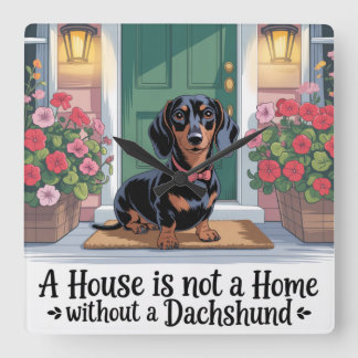 Relógio Quadrado Uma Casa Não é um Lar Sem um Dachshund