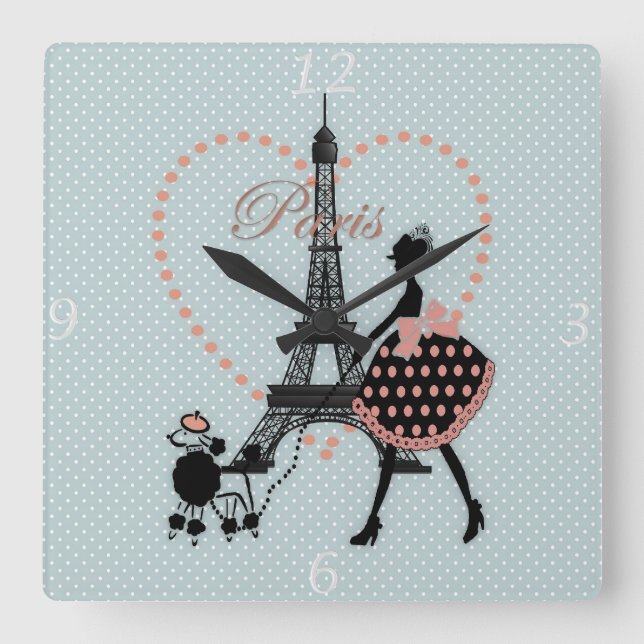 Relógio Quadrado Uma linda moça romântica que caminhava (Frente)