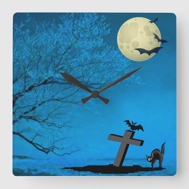 Relógio Quadrado Uma Noite Assustadora (Frente)