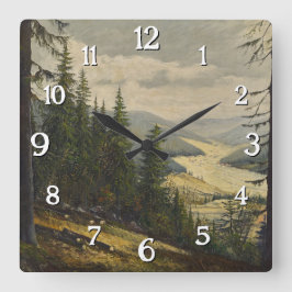 Relógio Quadrado Uma olhada na Floresta Negra - Karl Julius Wilhelm