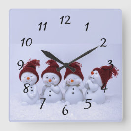 Relógio Quadrado Uma quarteto de bonecos de neve