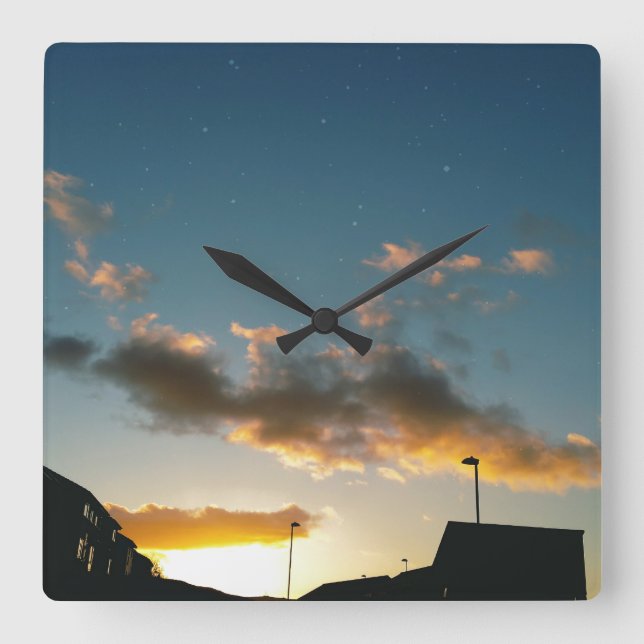 Relógio Quadrado Uma rua cheia de estrelas (Frente)