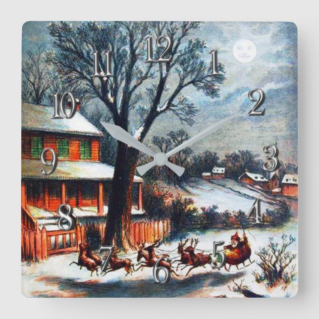 Relógio Quadrado Uma Visita De Rua. Natal De Nicholas (Frente)