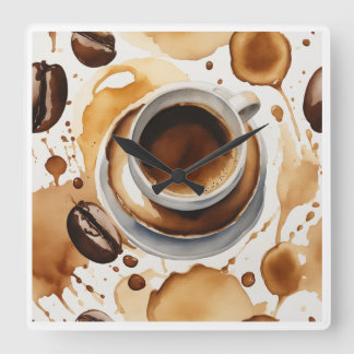 Relógio Quadrado Uma xícara de café java pela manhã