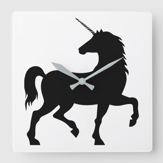Relógio Quadrado Unicorn Silhouette (Frente)