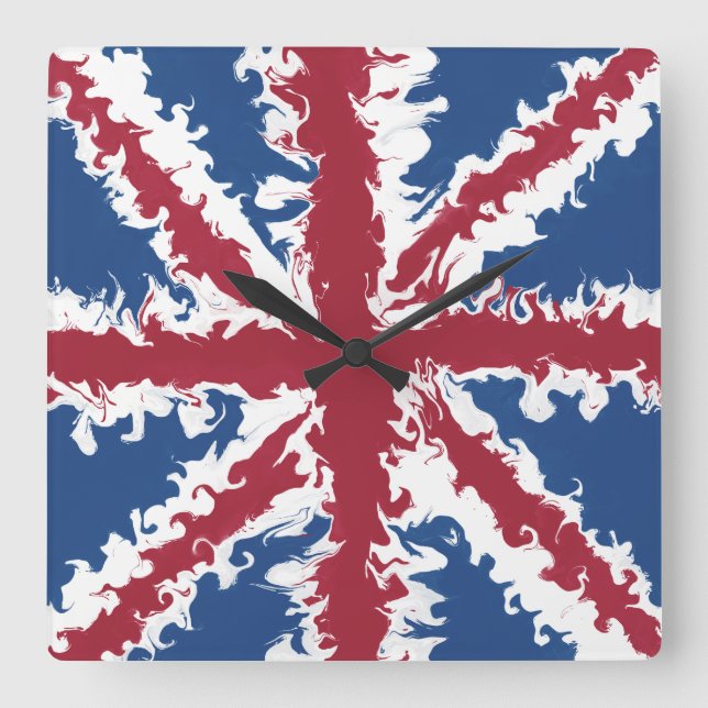 Relógio Quadrado Union Flag Art GMT Timepece (Frente)
