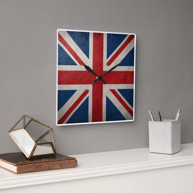 Relógio Quadrado Union Jack flag (Escritório)