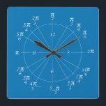 Relógio Quadrado Unit Circle Clock-Blue<br><div class="desc">Want to smarten up your wall? With this trendy blue unit circle clock,  your friends will think you're both brilliant and stylish.</div>