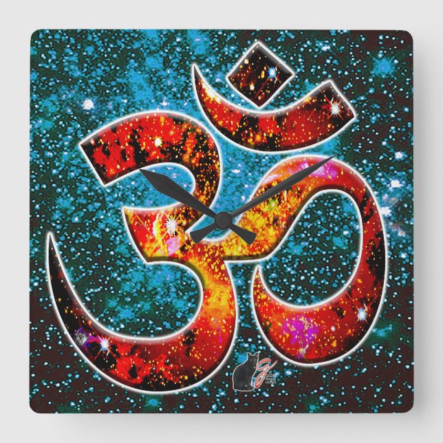 Relógio Quadrado Universal OM Hum (Frente)