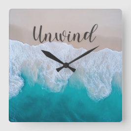 Relógio Quadrado Unwind Ocean Beach Wall Clock