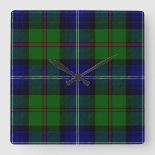 Relógio Quadrado Urquhart tartan Blue xadrez